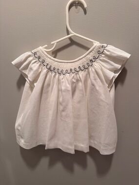 White Smocked Ruffle Sleeve Baby Dress